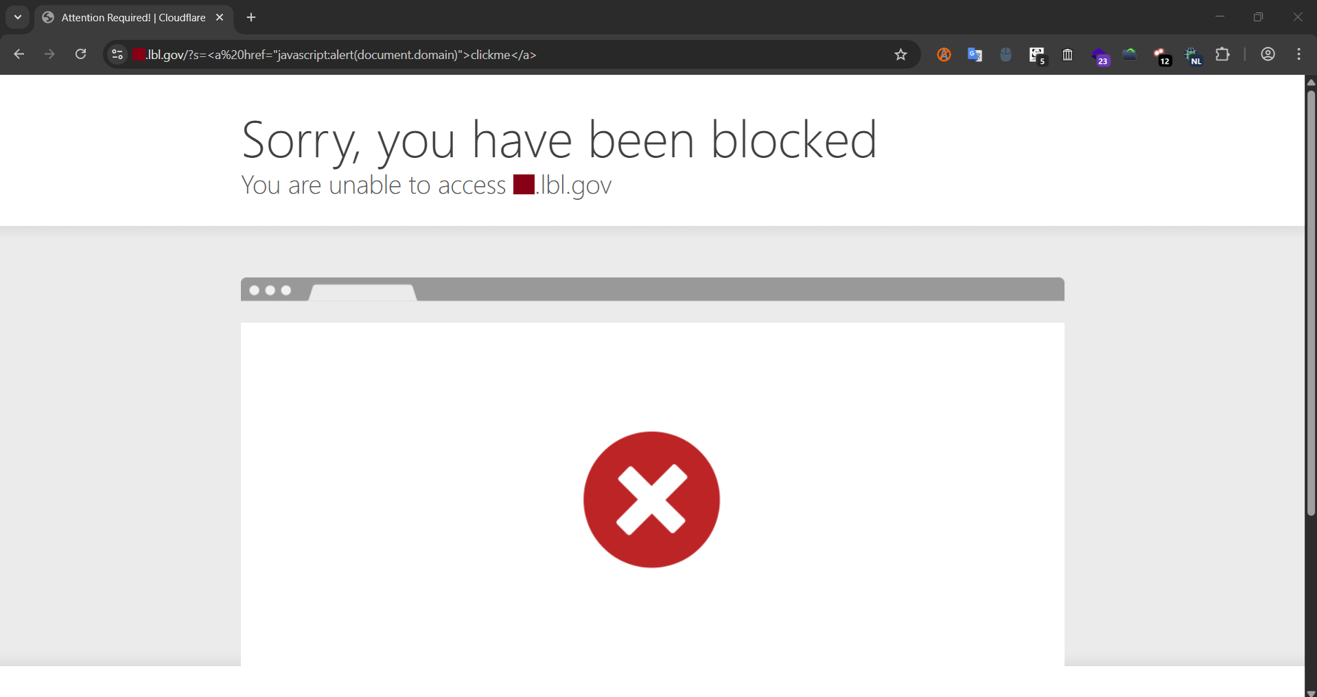 LBNL CloudFlare WAF Triggered