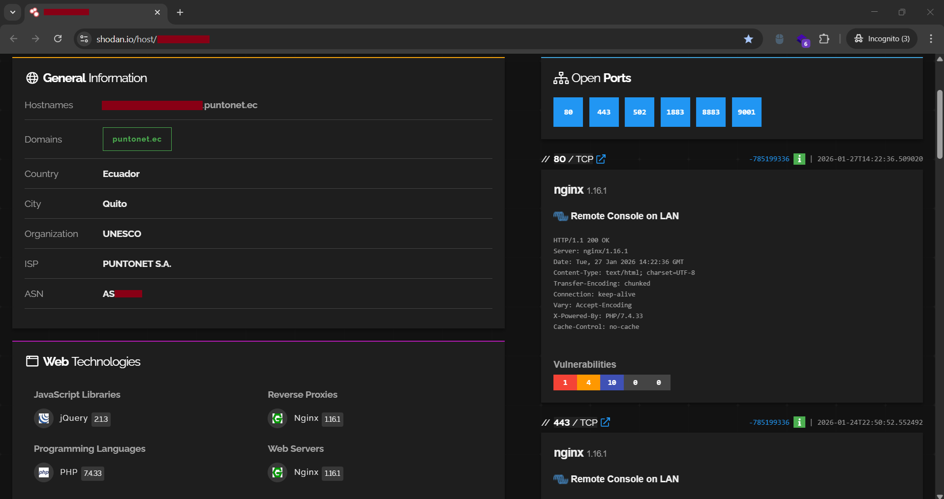 UNESCO Shodan Port 502