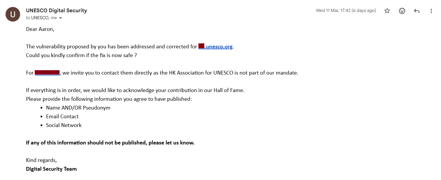 UNESCO Digital Security Email