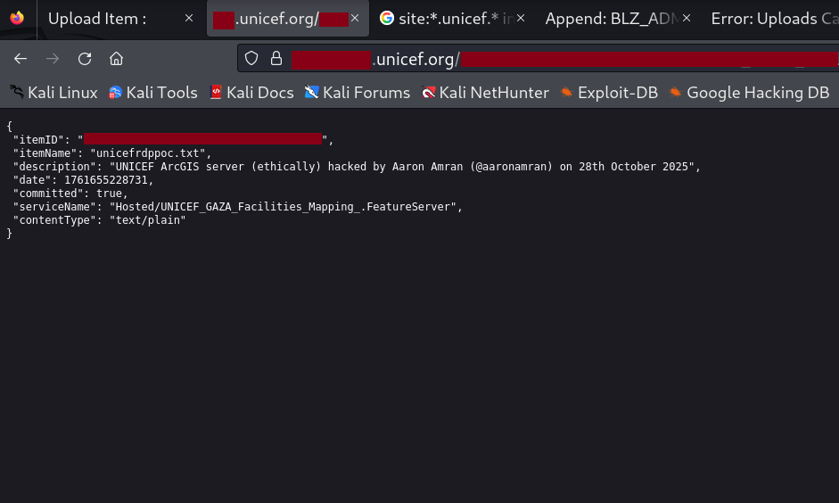 UNICEF ArcGIS JSON Format