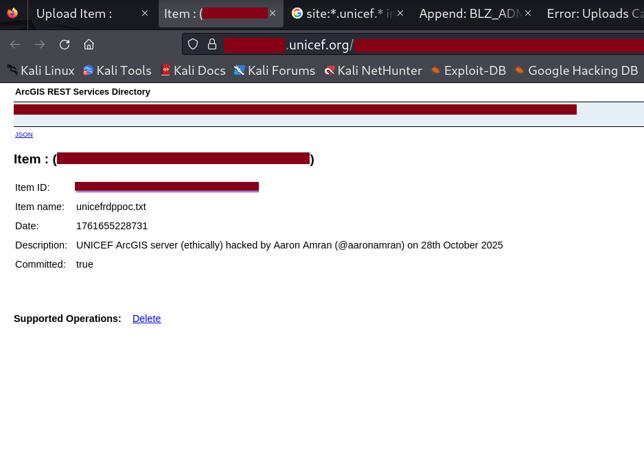 UNICEF ArcGIS Verify Upload