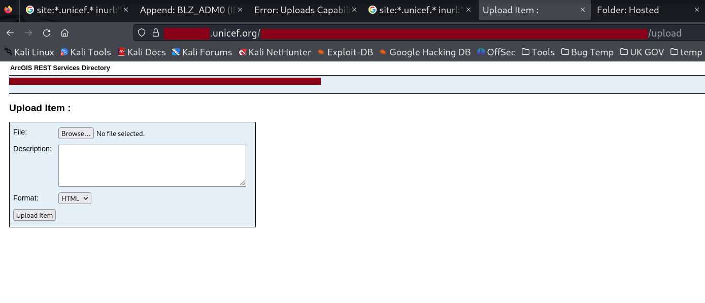 UNICEF ArcGIS Upload Item