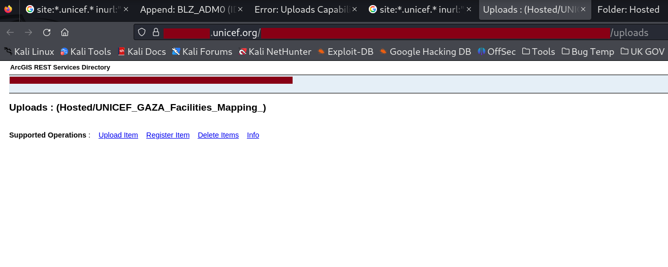 UNICEF ArcGIS Upload Endpoint
