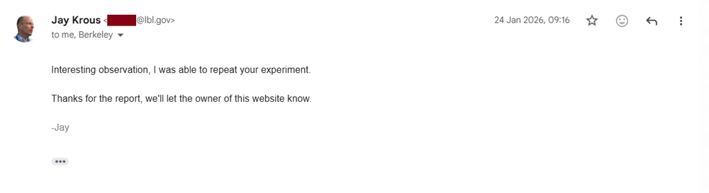 LBNL Email Reply