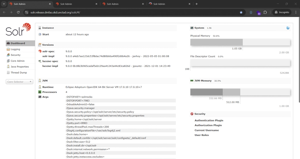 Apache Solr Admin UI