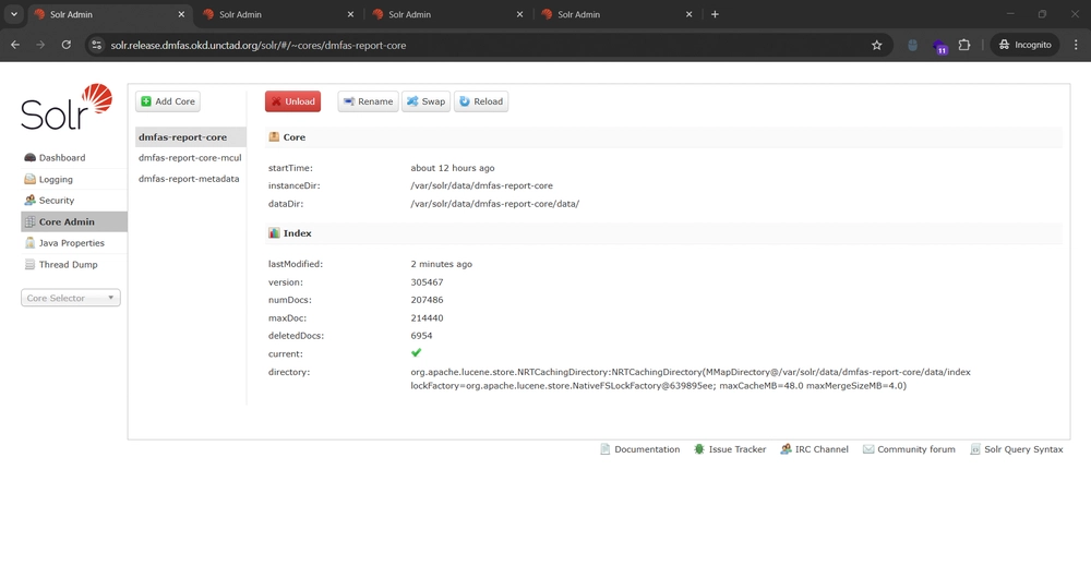 Apache Solr Core Admin