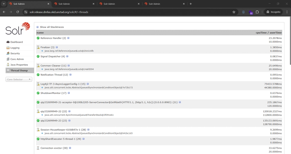 Apache Solr Thread Dump