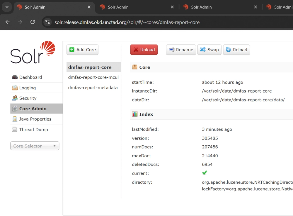 Apache Solr Unload Core