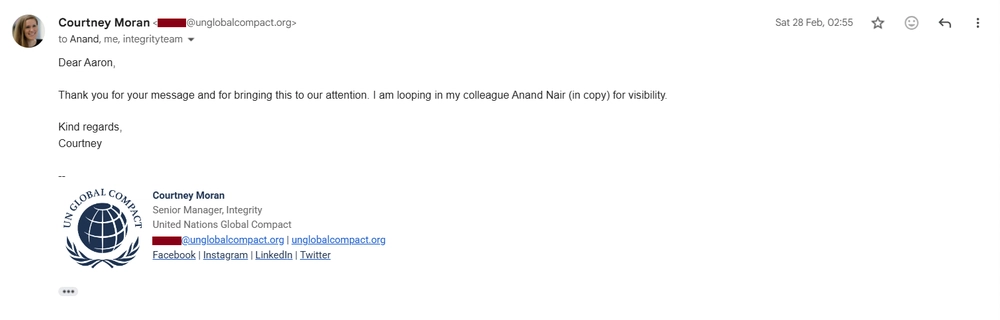UN Global Compact Email 1