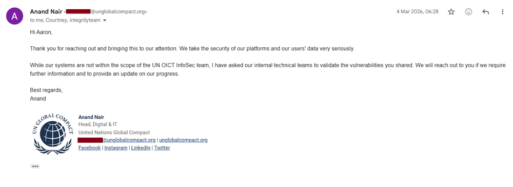 UN Global Compact Email 2