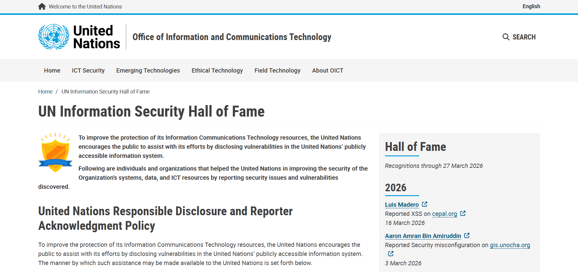 UN Infosec Hall of Fame