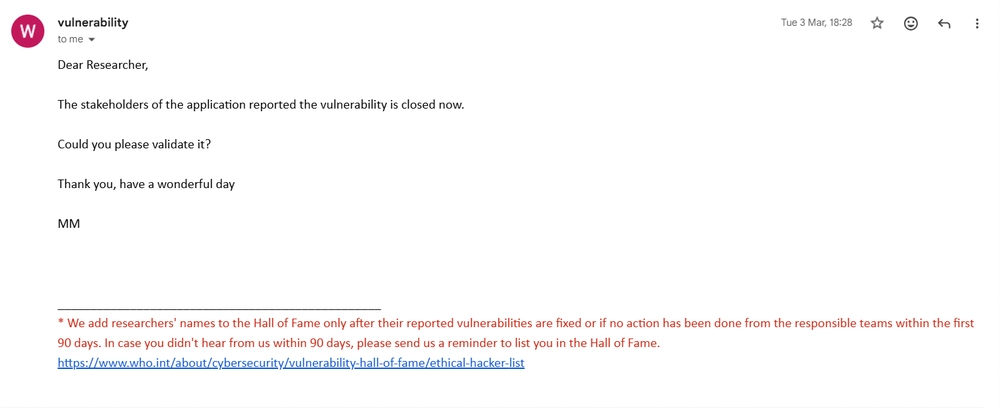 WHO Email 2